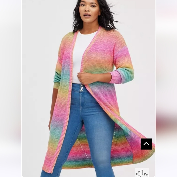 NWT Torrid Rainbow Brite Ombre Duster Sweater Sz 00 M/L 10 - Picture 1 of 9